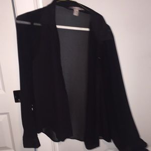Tops - Sheer black button down shirt Tops - Sheer black button down shirt